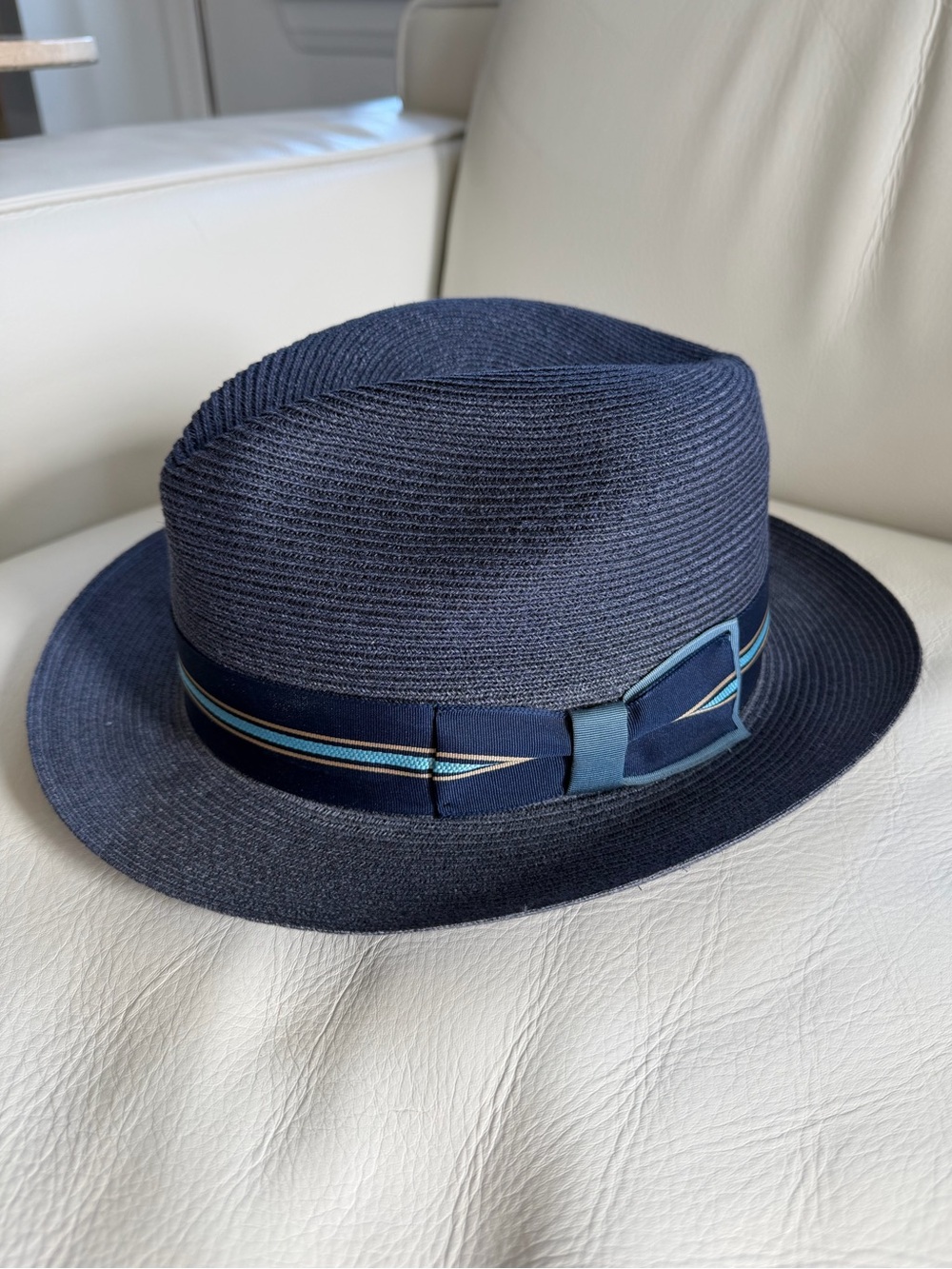 Biltmore Striped Band Fedora Blue Hat